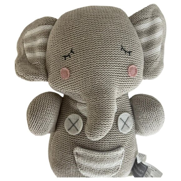 Theodore Elephant And Leo Lion Knitted Plush Living Textiles With Rattle Toy - Picture 7 of 9